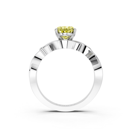 White gold Fancy Yellow Oval cut Solitaire Twisted Band Prong Setting Ring_9