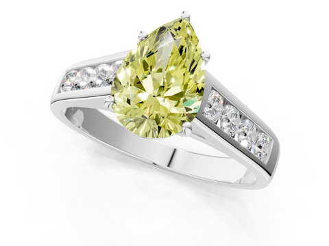 White gold Fancy Yellow Pear  Brilliant Channel-Set Solitaire Ring with Four-Prong Setting_21