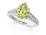 White gold Fancy Yellow Pear  Brilliant Cut Diamond Engagement Ring with Pavé Band and Four-Prong Setting_68