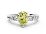 White gold Fancy Yellow Pear  Brilliant Cut Diamond Five-Stone Prong Set Engagement Ring with Channel Band_3