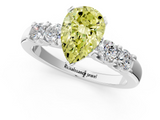 White gold Fancy Yellow Pear  Brilliant Cut Diamond Five-Stone Prong Set Engagement Ring with Channel Band_4
