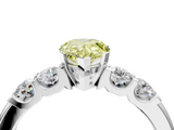 White gold Fancy Yellow Pear  Brilliant Cut Diamond Five-Stone Prong Set Engagement Ring with Channel Band_7