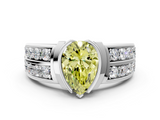 White gold Fancy Yellow Pear  Brilliant Diamond Channel Set Wide Band Ring with Bezel Setting_55