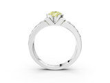 White gold Fancy Yellow Pear  Brilliant Diamond Channel Set Wide Band Ring with Bezel Setting_58