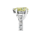 White gold Fancy Yellow Pear  Brilliant Diamond Solitaire with Pavé Band and Four-Prong Setting 5