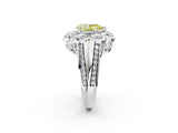 White gold Fancy Yellow Pear  Brilliant Flower Halo Diamond Split Shank Ring_29