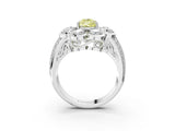 White gold Fancy Yellow Pear  Brilliant Flower Halo Diamond Split Shank Ring_30