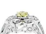 White gold Fancy Yellow Pear  Brilliant Flower Halo Diamond Split Shank Ring_31