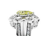 White gold Fancy Yellow Pear  Brilliant Flower Halo Diamond Split Shank Ring_32