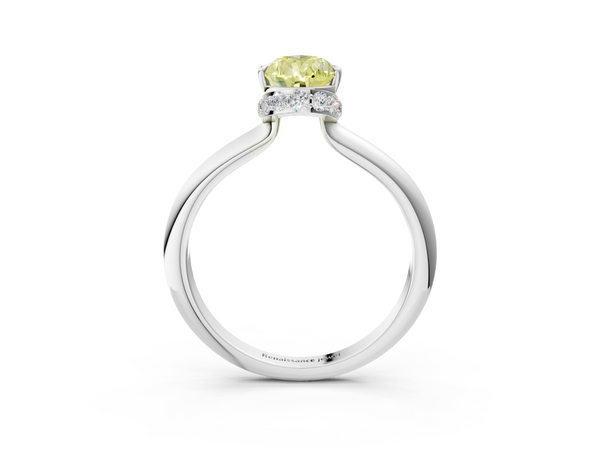 White gold Fancy Yellow Pear  Brilliant Solitaire Engagement Ring with Six-Prong Setting and Classic Band