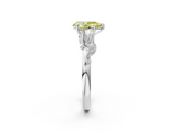 White gold Fancy Yellow Pear  Brilliant Solitaire with Leaf Motif Band and Four-Prong Setting_64