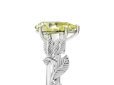 White gold Fancy Yellow Pear  Brilliant Solitaire with Leaf Motif Band and Four-Prong Setting_67