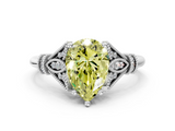 White gold Fancy Yellow Pear  Brilliant Solitaire with Pave Band and Four-Prong Setting_20