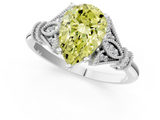 White gold Fancy Yellow Pear  Brilliant Solitaire with Pave Band and Four-Prong Setting_21