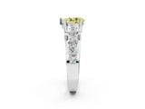 White gold Fancy Yellow Pear  Brilliant Solitaire with Side Stones on a Pave Band and Four-Prong Setting_32