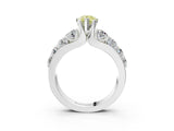 White gold Fancy Yellow Pear  Brilliant Solitaire with Side Stones on a Pave Band and Four-Prong Setting_33