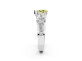 White gold Fancy Yellow Pear  Brilliant Solitaire with Side Stones on a Pave Band and Four-Prong Setting_74