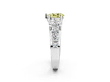 White gold Fancy Yellow Pear  Brilliant Solitaire with Side Stones on a Pave Band and Four-Prong Setting_87