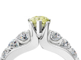 White gold Fancy Yellow Pear  Brilliant Solitaire with Side Stones on a Pave Band and Four-Prong Setting_88