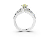 White gold Fancy Yellow Pear  Brilliant Solitaire with Side Stones on a Pave Band and Four-Prong Setting_88