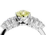 Silver 1.50 Carat Yellow VS2 Pear Cluster Diamond Engagement Ring with Pavé Band and Four-Prong Setting