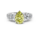 White gold Fancy Yellow Pear  Cluster Diamond Engagement Ring with Pavé Band and Four-Prong Setting_32