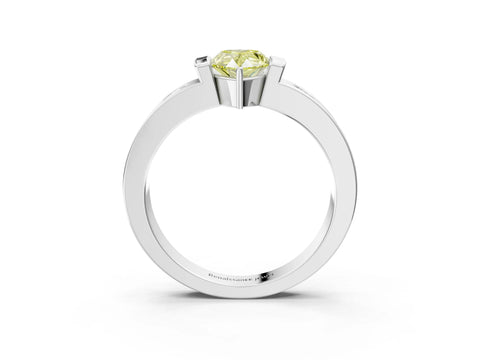 White gold Fancy Yellow Pear Cut Brilliant Channel-Set Diamond Ring with Bezel Prong Setting_15
