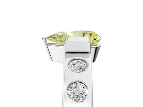 White gold Fancy Yellow Pear Cut Brilliant Channel-Set Diamond Ring with Bezel Prong Setting_17