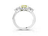 White gold Fancy Yellow Pear Cut Brilliant Diamond Cluster Accent Solitaire Ring with Prong Setting_27