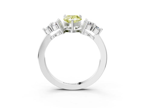 White gold Fancy Yellow Pear Cut Brilliant Diamond Cluster Accent Solitaire Ring with Prong Setting_27