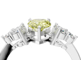 White gold Fancy Yellow Pear Cut Brilliant Diamond Cluster Accent Solitaire Ring with Prong Setting_28