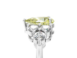 White gold Fancy Yellow Pear Cut Brilliant Diamond Cluster Accent Solitaire Ring with Prong Setting_29