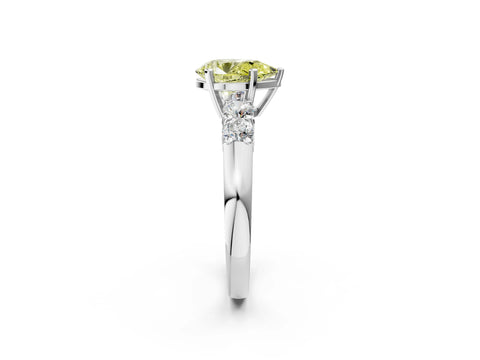 White gold Fancy Yellow Pear Cut Brilliant Diamond Five-Stone Engagement Ring with Prong Setting on a Classic Band_5