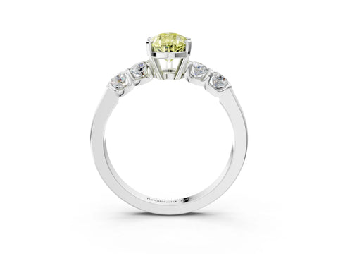 White gold Fancy Yellow Pear Cut Brilliant Diamond Five-Stone Engagement Ring with Prong Setting on a Classic Band_6