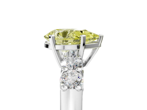 White gold Fancy Yellow Pear Cut Brilliant Diamond Five-Stone Engagement Ring with Prong Setting on a Classic Band_8