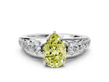 White gold Fancy Yellow Pear Cut Brilliant Diamond Pavé Band with Six-Prong Setting_12
