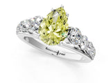 White gold Fancy Yellow Pear Cut Brilliant Diamond Pavé Band with Six-Prong Setting_13