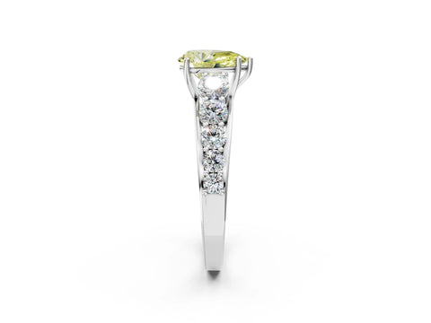 White gold Fancy Yellow Pear Cut Brilliant Diamond Pavé Band with Six-Prong Setting_2