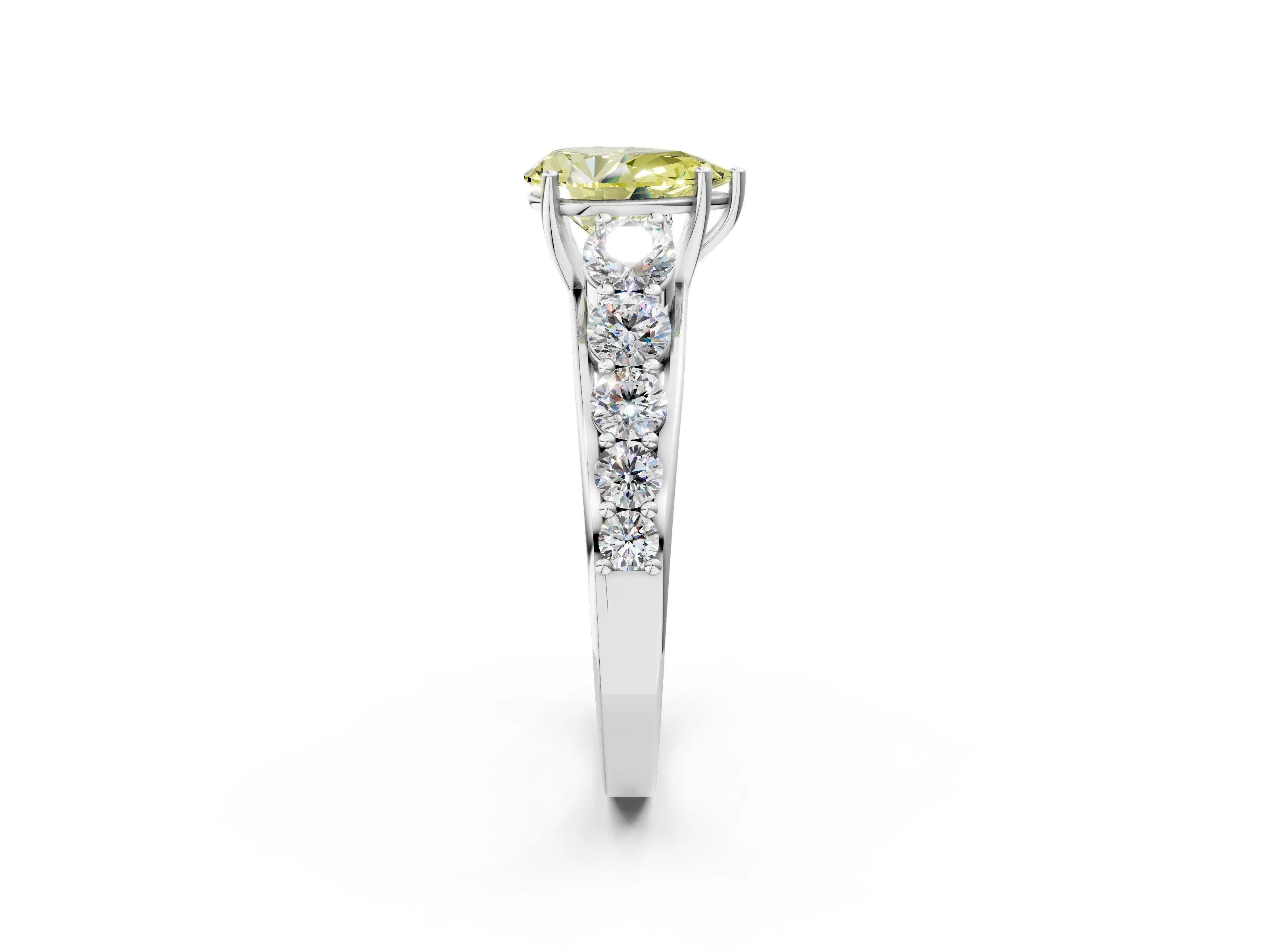 White gold Fancy Yellow Pear Cut Brilliant Diamond Pavé Band with Six-Prong Setting_2
