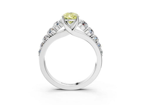 White gold Fancy Yellow Pear Cut Brilliant Diamond Pavé Band with Six-Prong Setting_3
