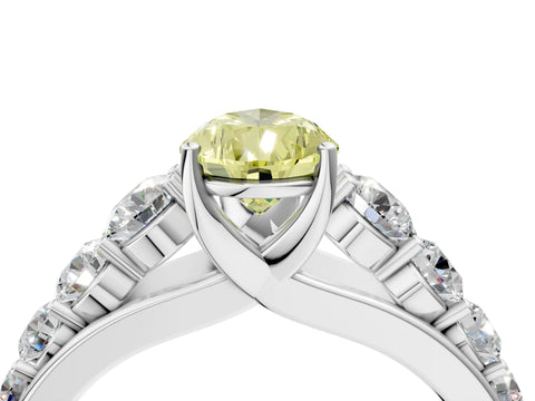 White gold Fancy Yellow Pear Cut Brilliant Diamond Pavé Band with Six-Prong Setting_4