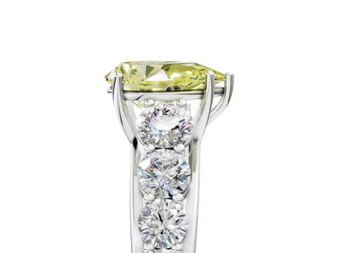 White gold Fancy Yellow Pear Cut Brilliant Diamond Pavé Band with Six-Prong Setting_5