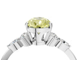 White gold Fancy Yellow Pear Cut Brilliant Diamond Solitaire Ring with Pear Side Stones and Four-Prong Setting_10