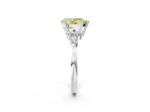 White gold Fancy Yellow Pear Cut Brilliant Diamond Solitaire Ring with Pear Side Stones and Four-Prong Setting_8