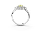White gold Fancy Yellow Pear Cut Brilliant Diamond with Cluster Setting on a Beaded Band and Four-Prong Setting_39