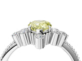 White gold Fancy Yellow Pear Cut Brilliant Diamond with Cluster Setting on a Beaded Band and Four-Prong Setting_40