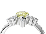 White gold Fancy Yellow Pear Cut Brilliant Diamond with Cluster Setting on a Beaded Band and Four-Prong Setting_58