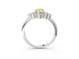 White gold Fancy Yellow Pear Cut Brilliant Diamond with Cluster Setting on a Beaded Band and Four-Prong Setting_63