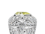White gold Fancy Yellow Pear Cut Brilliant Halo Pave Diamond Milgrain Ring_5