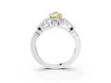 White gold Fancy Yellow Pear Cut Brilliant Milgrain Pave Heart Band Solitaire Ring_15